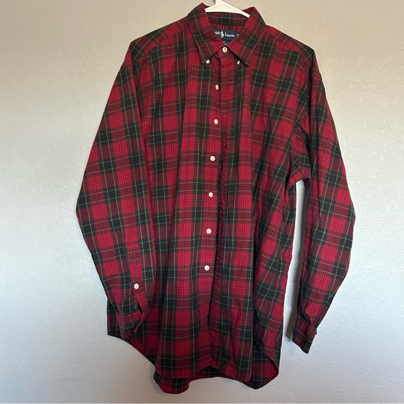 Ralph Lauren Button Down Shirt Blake Cotton Plaid Flannel Western Chore Barn L - Picture 1 of 7
